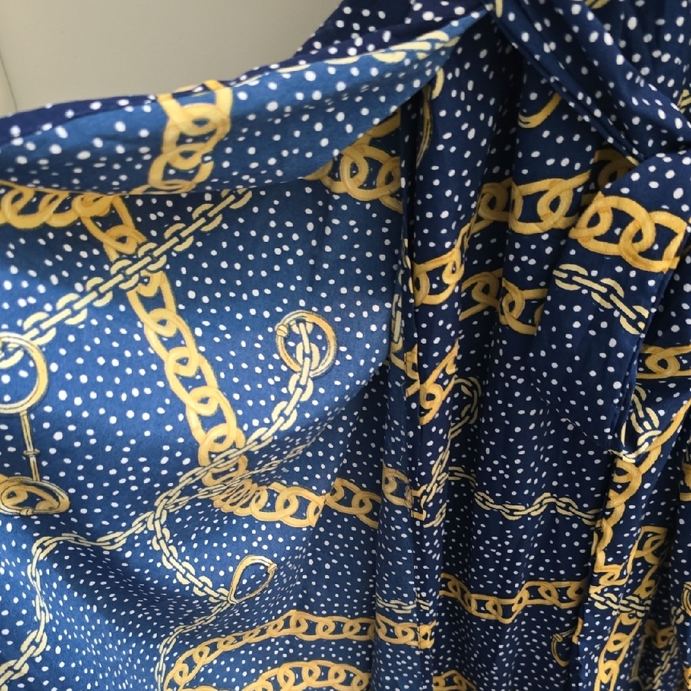 True Destiny Jumper Blue and Gold Wrap Tie Waist - NWT - Picture 4 of 4